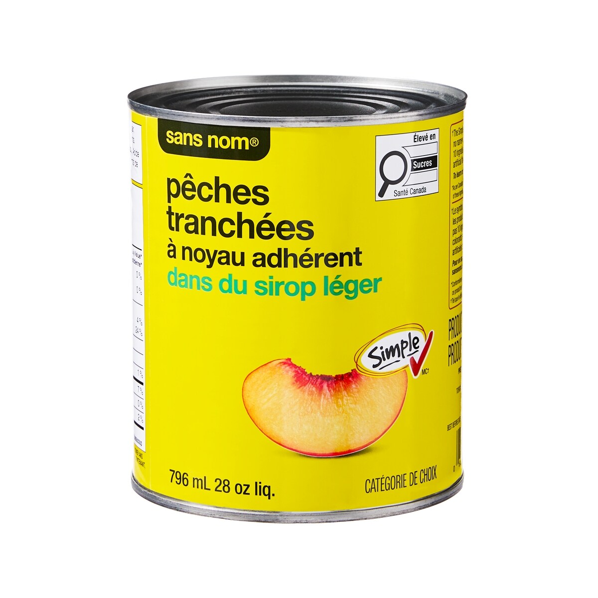 No Name Clingstone Peach Slices in Light Syrup, 796 mL
