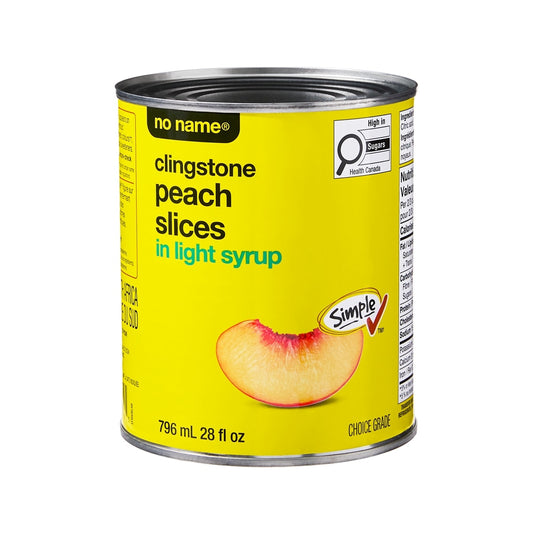 No Name Clingstone Peach Slices in Light Syrup, 796 mL