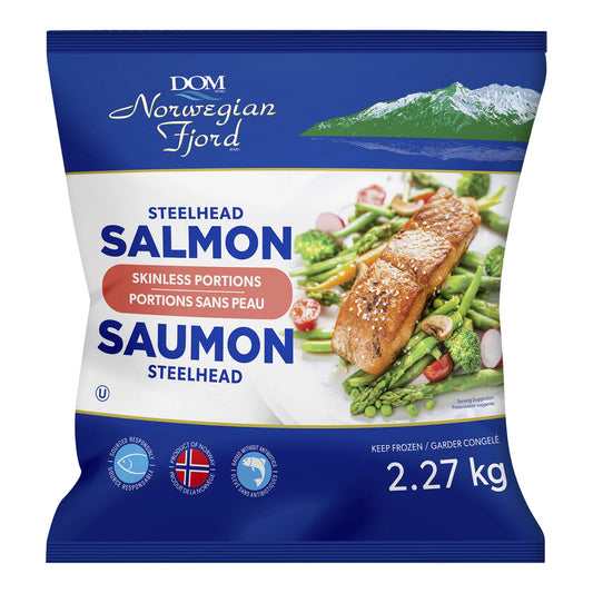 DOM Reserve Norwegian Fjord Frozen Steelhead Skinless Salmon, 2.27 kg