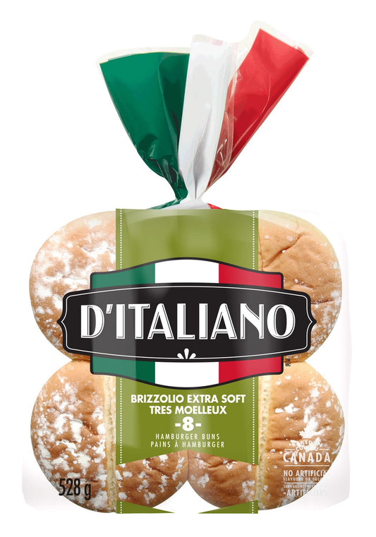 D'Italiano Brizzolio Soft Hamburger Buns, 8 Count, 528 g
