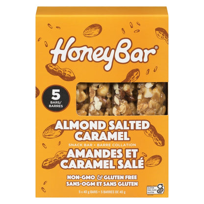 Honey Bar Almond Salted Caramel Snack Bar, 5 × 40 g