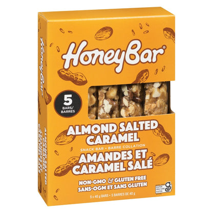 Honey Bar Almond Salted Caramel Snack Bar, 5 × 40 g