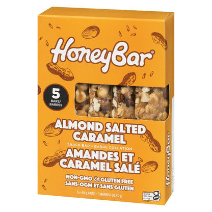 Honey Bar Almond Salted Caramel Snack Bar, 5 × 40 g