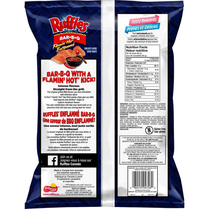 Ruffles Flamin’ Hot Bar-B-Q Flavoured Potato Chips, 190 g
