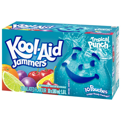 Kool-Aid Jammers Tropical Punch Drink Pouches, 10 × 180 mL