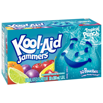 Kool-Aid Jammers Tropical Punch Drink Pouches, 10 × 180 mL