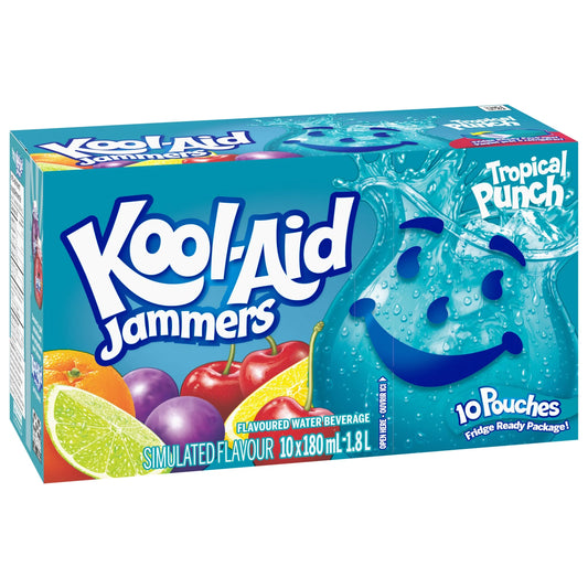 Kool-Aid Jammers Tropical Punch Drink Pouches, 10 × 180 mL