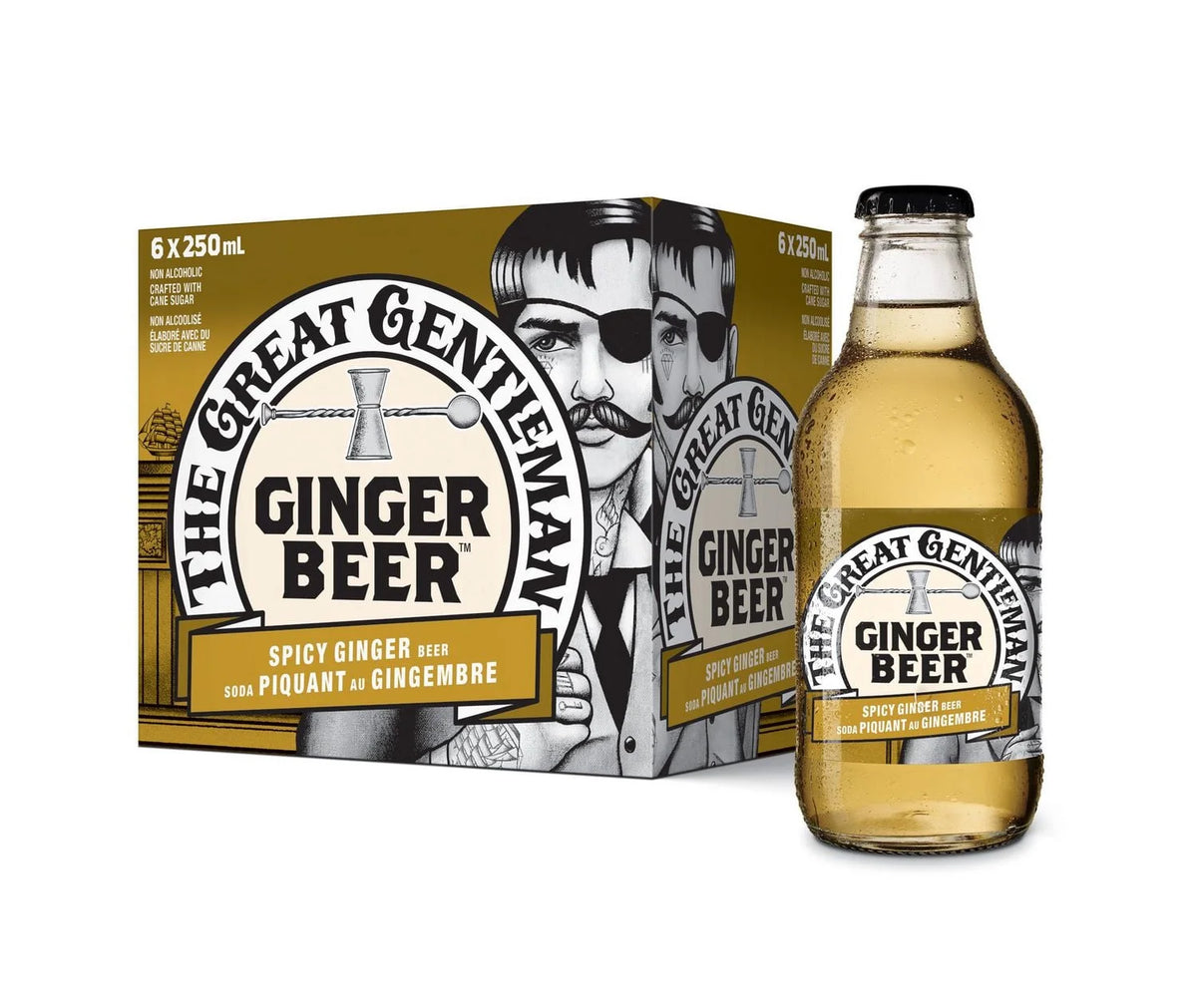 The Great Gentleman Spicy Ginger Beer Soda Bottles, 6 × 250 mL