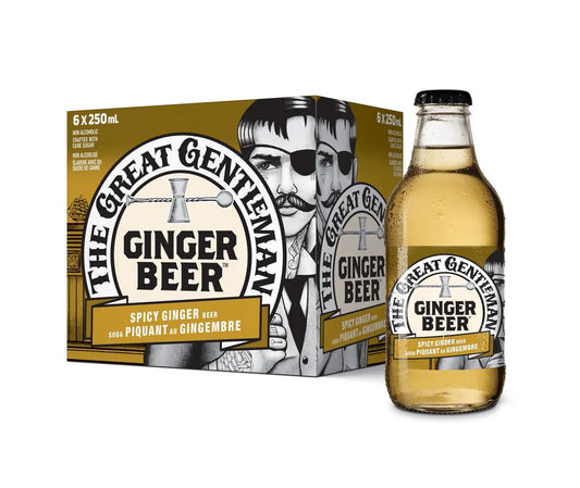 The Great Gentleman Spicy Ginger Beer Soda Bottles, 6 × 250 mL
