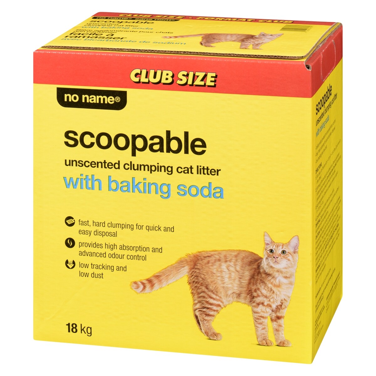 No Name Scoopable Unscented Clumping Cat Litter with Baking Soda, 18 kg