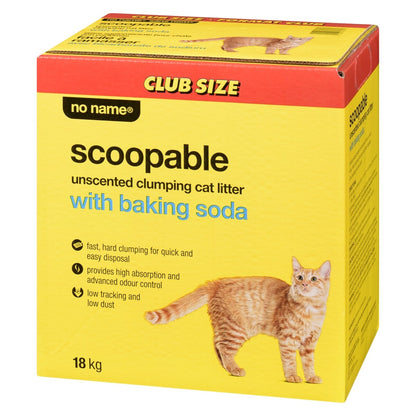 No Name Scoopable Unscented Clumping Cat Litter with Baking Soda, 18 kg