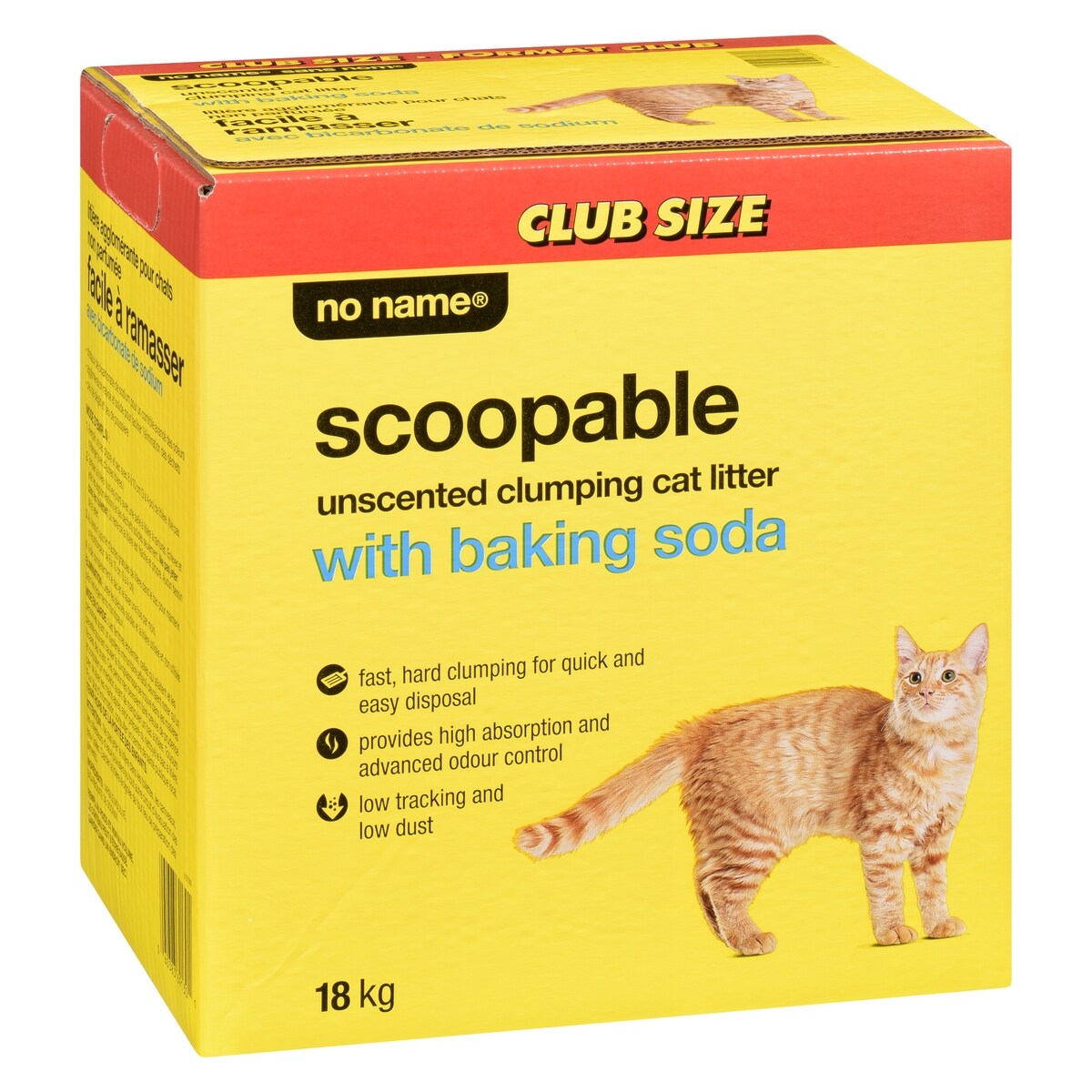 No Name Scoopable Unscented Clumping Cat Litter with Baking Soda, 18 kg