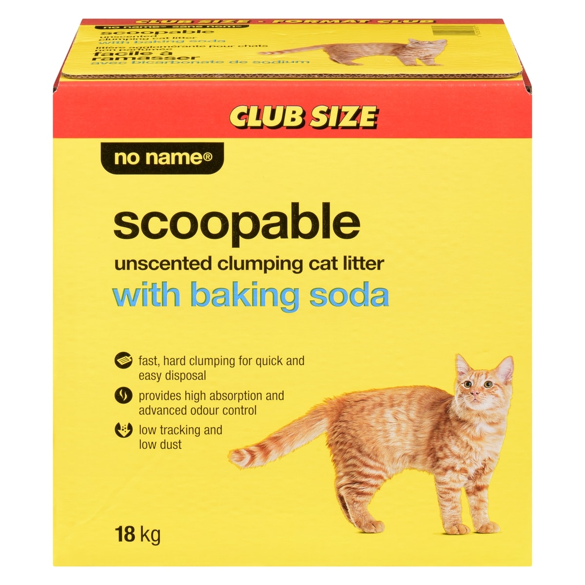 No Name Scoopable Unscented Clumping Cat Litter with Baking Soda, 18 kg