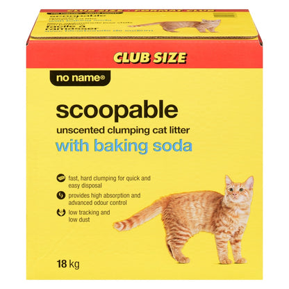 No Name Scoopable Unscented Clumping Cat Litter with Baking Soda, 18 kg