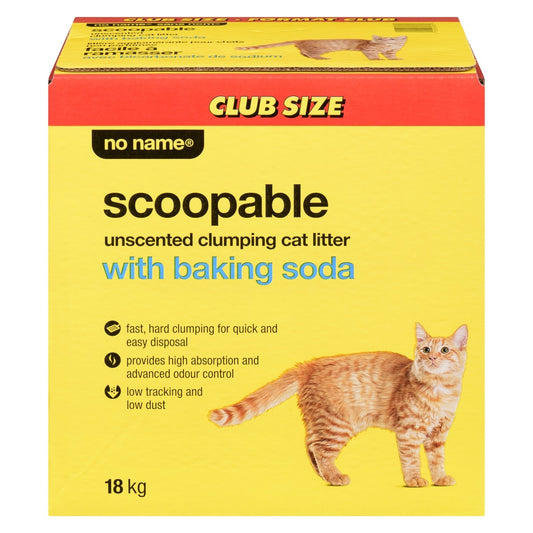 No Name Scoopable Unscented Clumping Cat Litter with Baking Soda, 18 kg