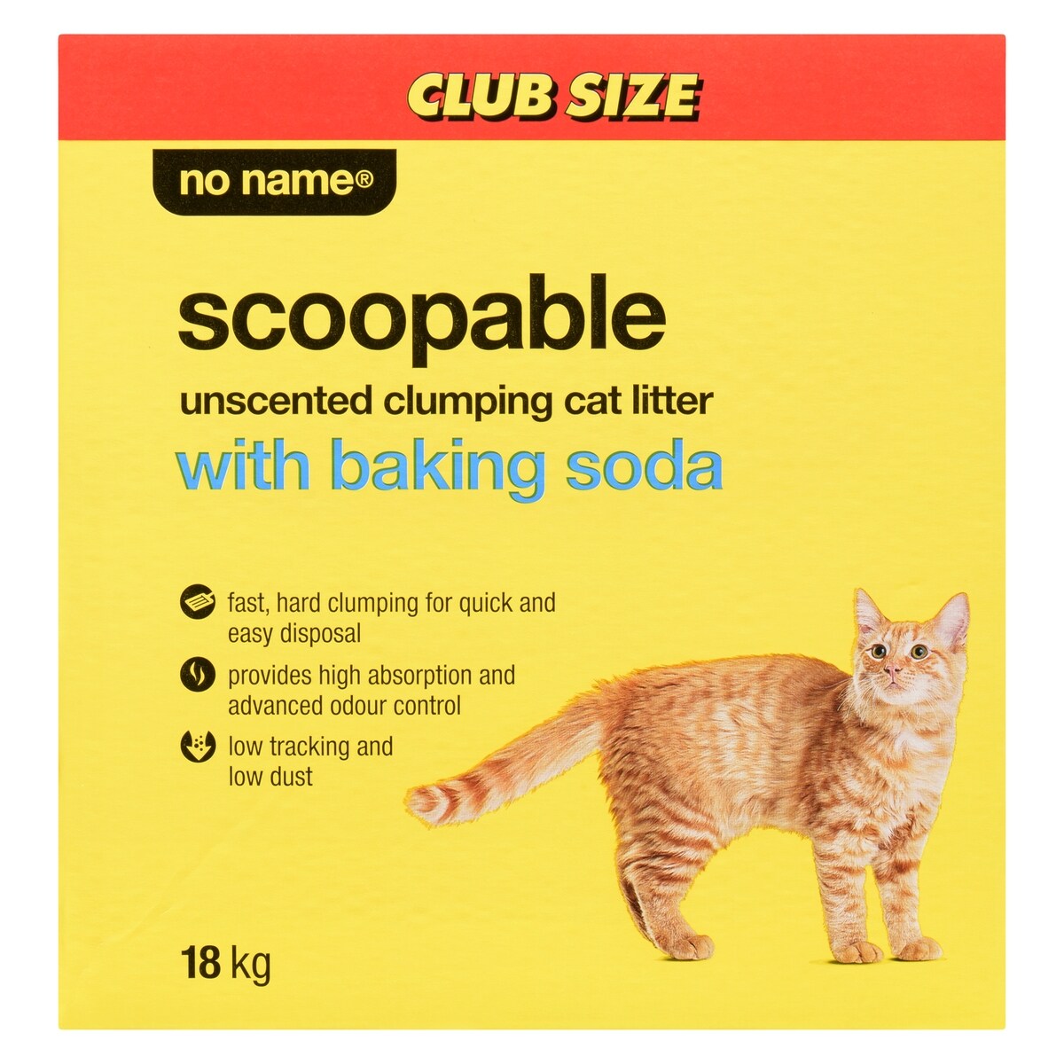 No Name Scoopable Unscented Clumping Cat Litter with Baking Soda, 18 kg