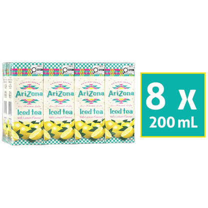 Arizona 100% Natural Iced Tea with Lemon, 8 × 200 mL