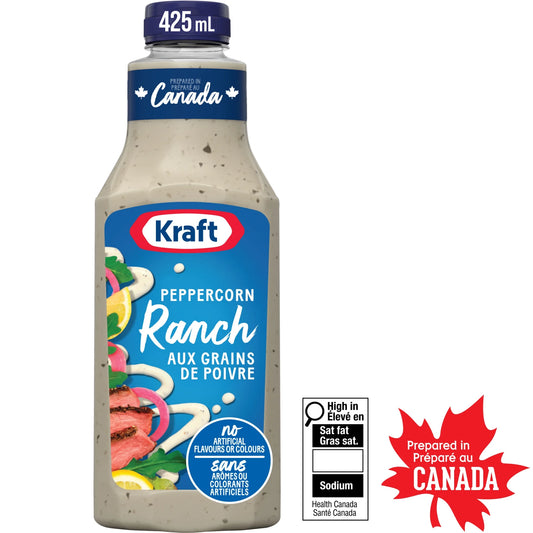 Kraft Peppercorn Ranch Salad Dressing Bottle, 425 mL
