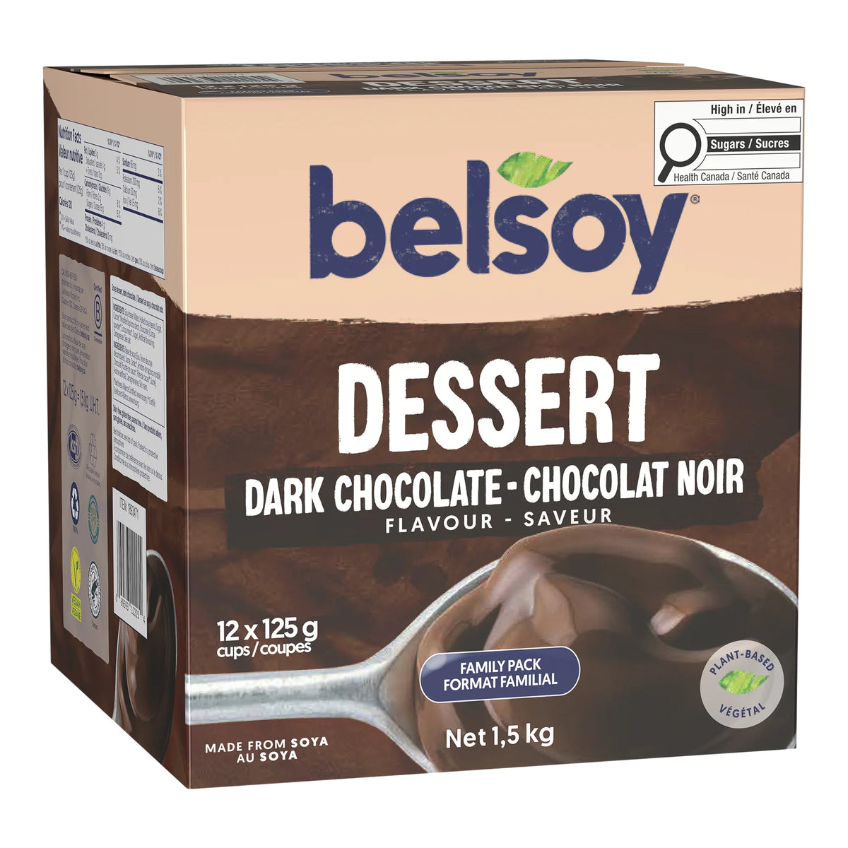 Belsoy Dark Chocolate Plant-Based Dessert, 12 × 125 g
