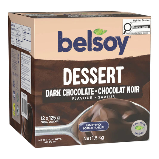 Belsoy Dark Chocolate Plant-Based Dessert, 12 × 125 g
