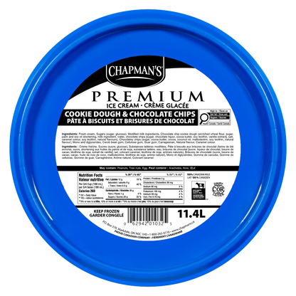 Chapman's Premium Cookie Dough & Chocolate Chips Ice Cream, 11.4 L