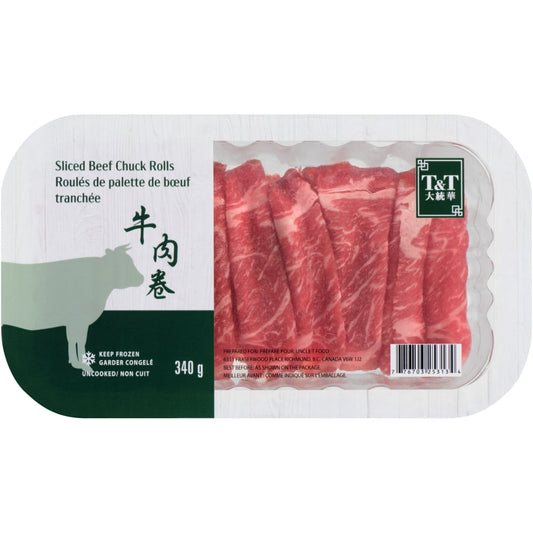 T&T Sliced Beef Chuck Rolls, Frozen, 340 g