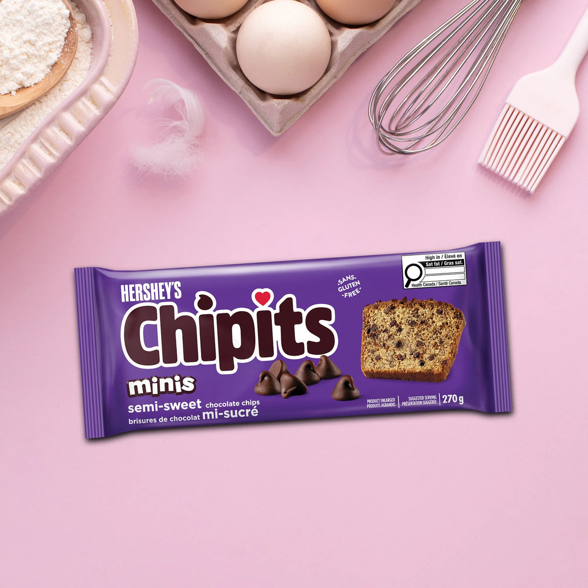 HERSHEY'S CHIPITS Semi-Sweet Minis Chocolate Chips, 270 g