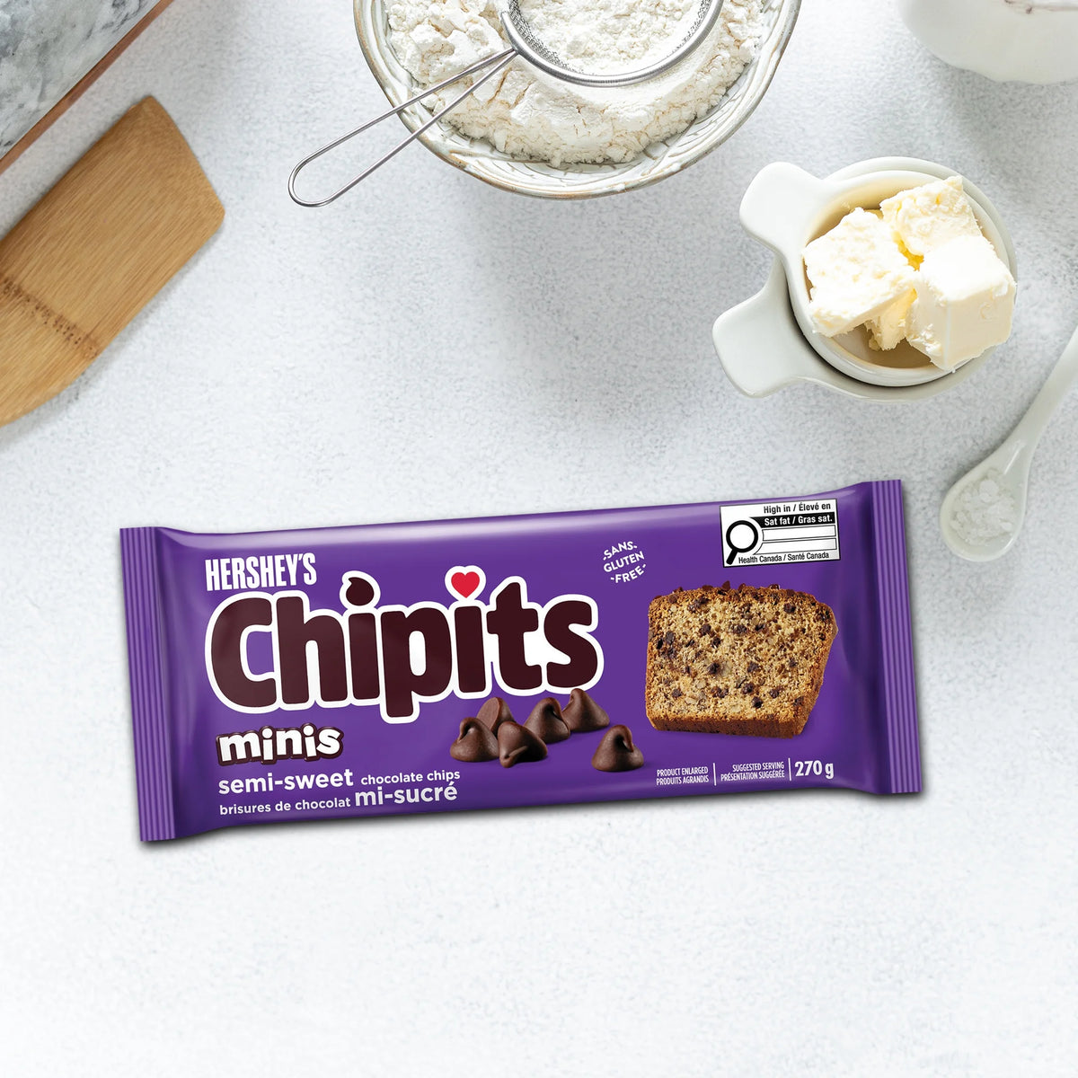HERSHEY'S CHIPITS Semi-Sweet Minis Chocolate Chips, 270 g