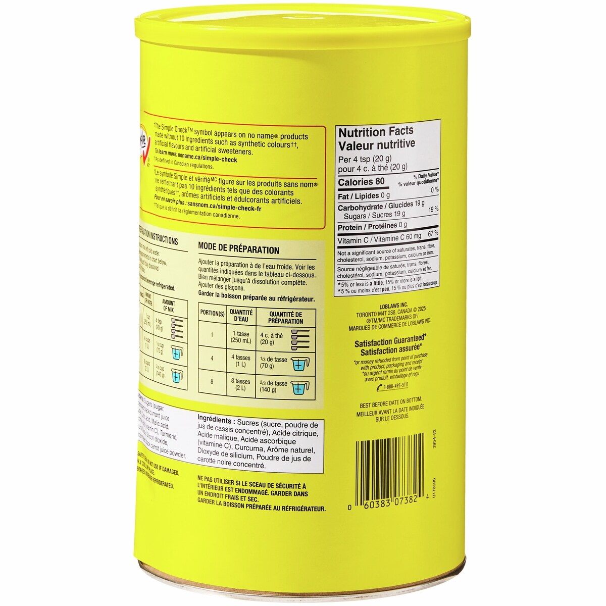 No Name Peach Drink Mix, 2.3 kg