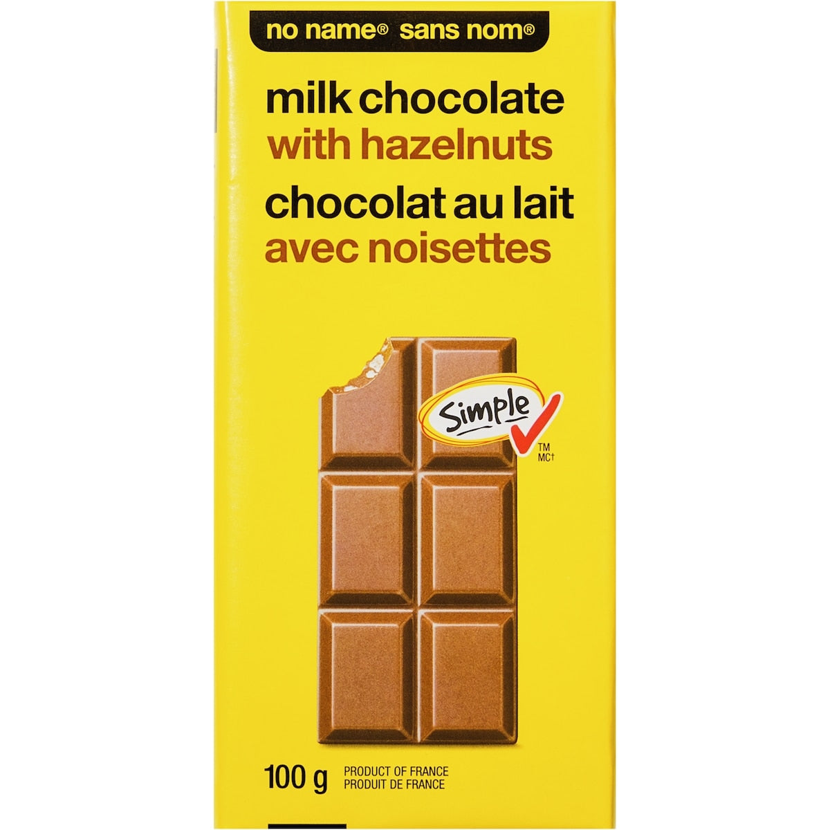 No Name Milk Chocolate with Hazelnuts Bar, 100 g