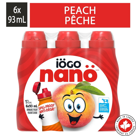 iÖGO nanö Peach Drinkable Yogourt 1%, 6 × 93 mL