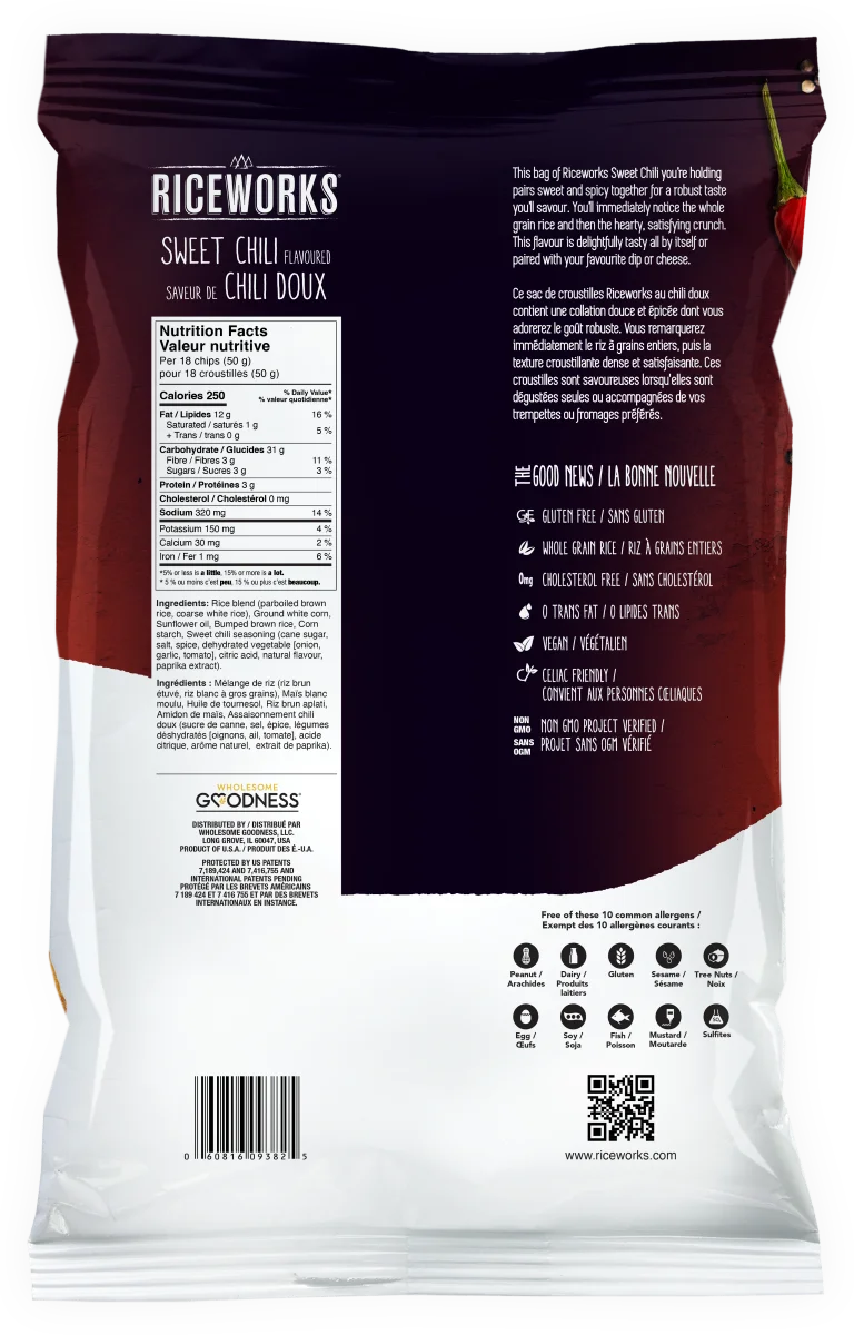 Riceworks Sweet Chili Rice Chips, 155 g