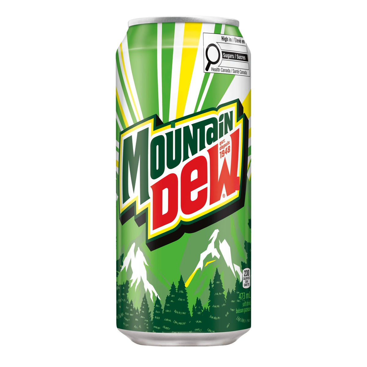 Mtn Dew Soft Drink Can, 473 mL