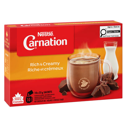Carnation Rich & Creamy Hot Chocolate Envelopes, 10 × 25 g