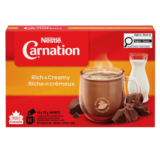 Carnation Rich & Creamy Hot Chocolate Envelopes, 10 × 25 g