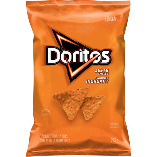 Doritos Zesty Cheese Flavoured Tortilla Chips, 235 g