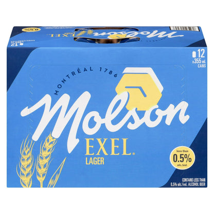 Molson Exel 0.5% Non-Alcoholic Beer Cans, 12 × 355 mL