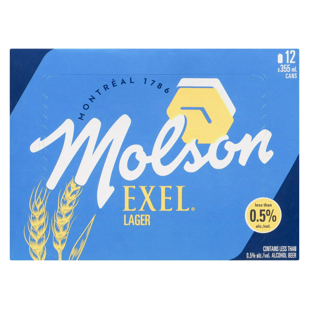 Molson Exel 0.5% Non-Alcoholic Beer Cans, 12 × 355 mL