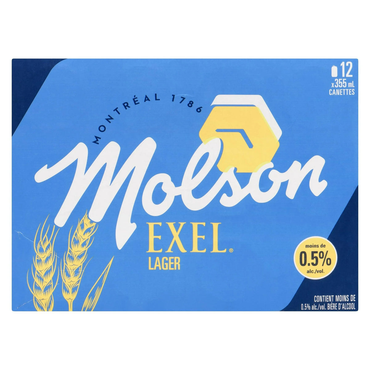 Molson Exel 0.5% Non-Alcoholic Beer Cans, 12 × 355 mL