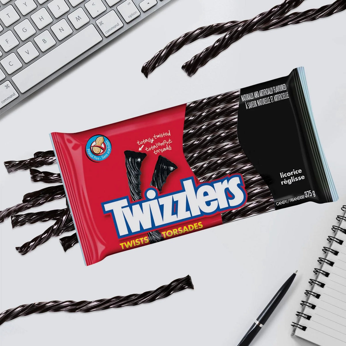 Twizzlers Black Licorice Twists, 375 g
