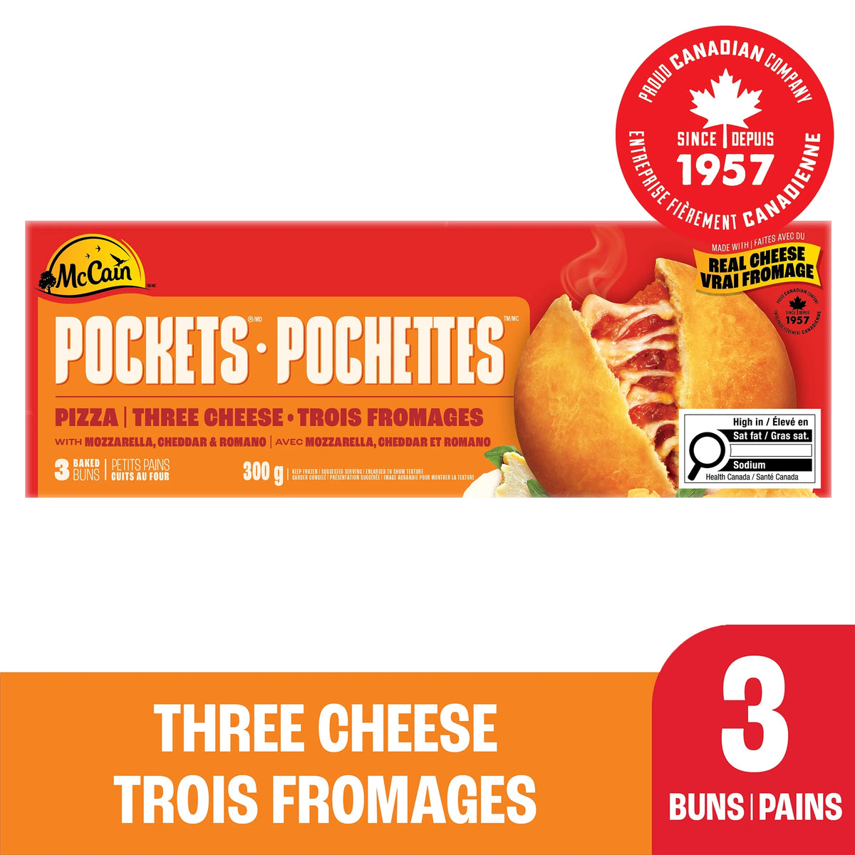 McCain Pizza Pockets Three Cheese, 3 × 100 g