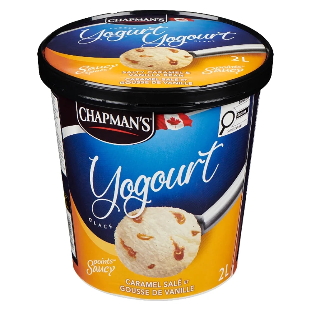 Chapman's Salty Caramel and Vanilla Bean Frozen Yogurt Tub, 2 L