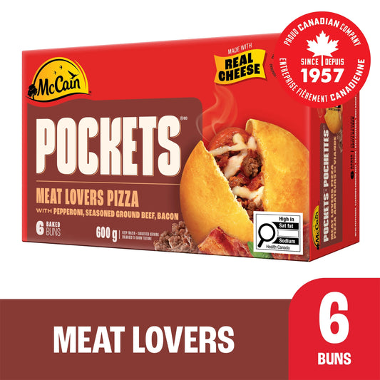 McCain Pizza Pockets Meat Lovers Pizza Pockets, 6 × 100 g