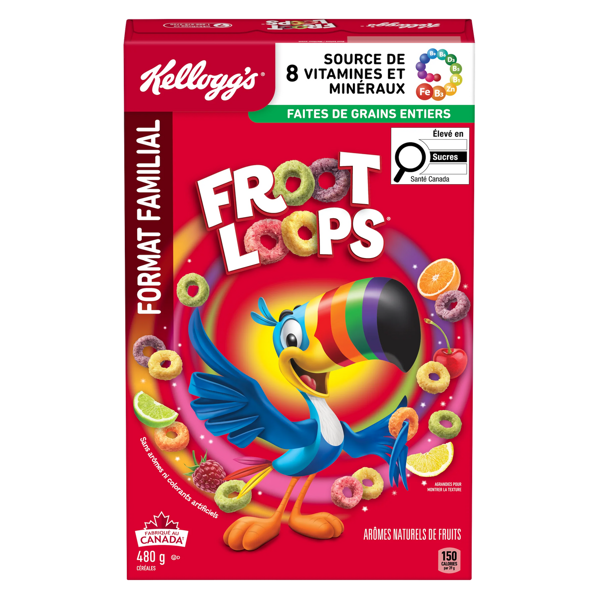 Kellogg's Froot Loops Cereal, Family Size, 480 g