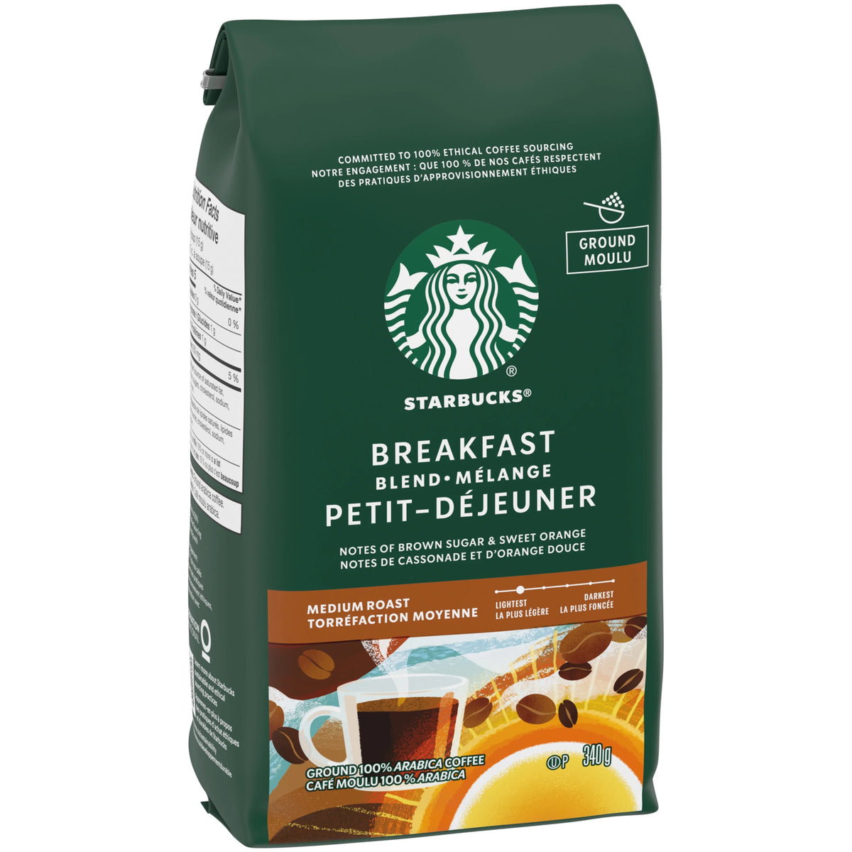 Starbucks Breakfast Blend Medium Roast Ground Coffee, 340 g