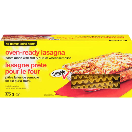 No Name Oven-Ready Lasagna Pasta, 375 g