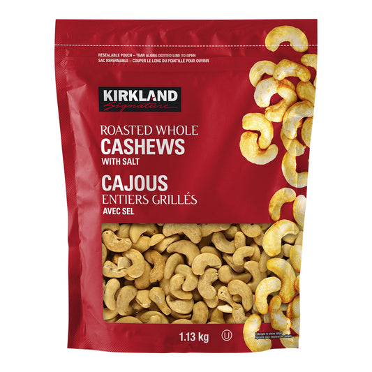 Kirkland Signature Roasted Whole Cashews With Salt, 1.13 kg