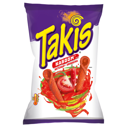 Takis Kaboom Ketchup Sriracha Rolled Tortilla Chips, 260 g