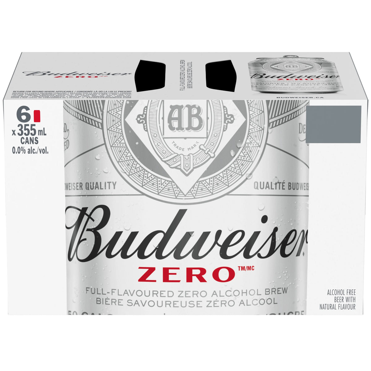 Budweiser Zero Non-Alcoholic Beer Cans, 6 × 355 mL