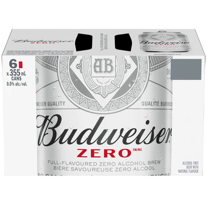 Budweiser Zero Non-Alcoholic Beer Cans, 6 × 355 mL